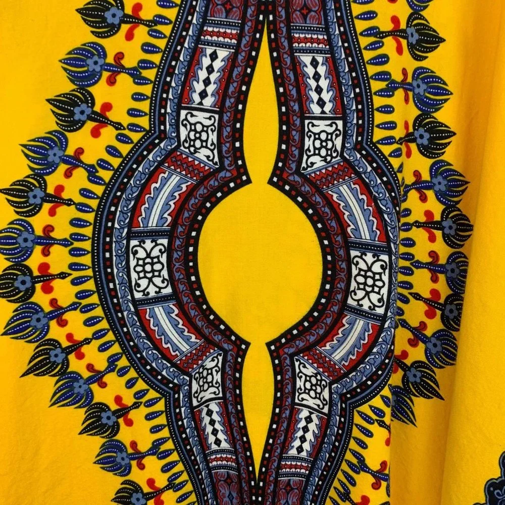 Tribal Inspired Yellow‎ Coverup Dress w/ Fringe OS